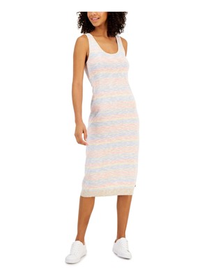 

TOMMY HILFIGER Женское бежевое платье-футляр миди без рукавов с круглым вырезом, Бежевый