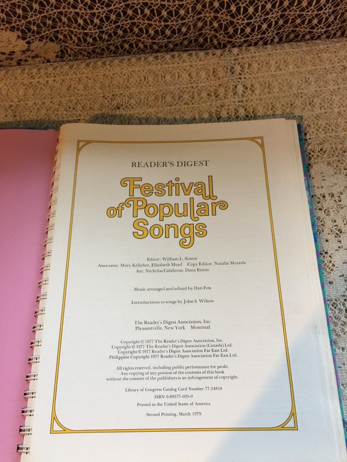Reader's Digest FESTIVAL of POPULAR SONGS 1920s-1970s Sheet Music in HC Book