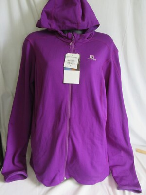 Salomon Discovery Full Zip Midlayer Hooded Jacket ActiTherm GrapeJuice Sz XL NWT