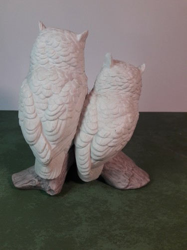 Andrea by Sadek Owl by Andrea Pair White Owls on Branch  About 7 1/8 Inch High