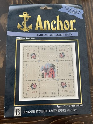 Anchor Hardanger 28121 Home Sweet Home Cross Stitch Kit  7''x7'' Sealed