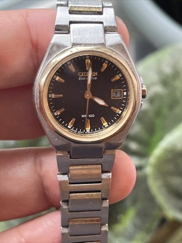 CITIZEN Eco-Drive レディース 時計 WR-100 Vintage Citzien Eco Drive WR 100 Ladies Quartz Gold Tone