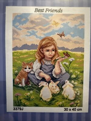 needlepoin tapestry gobelin canvas only 30x40 cm Best Friends