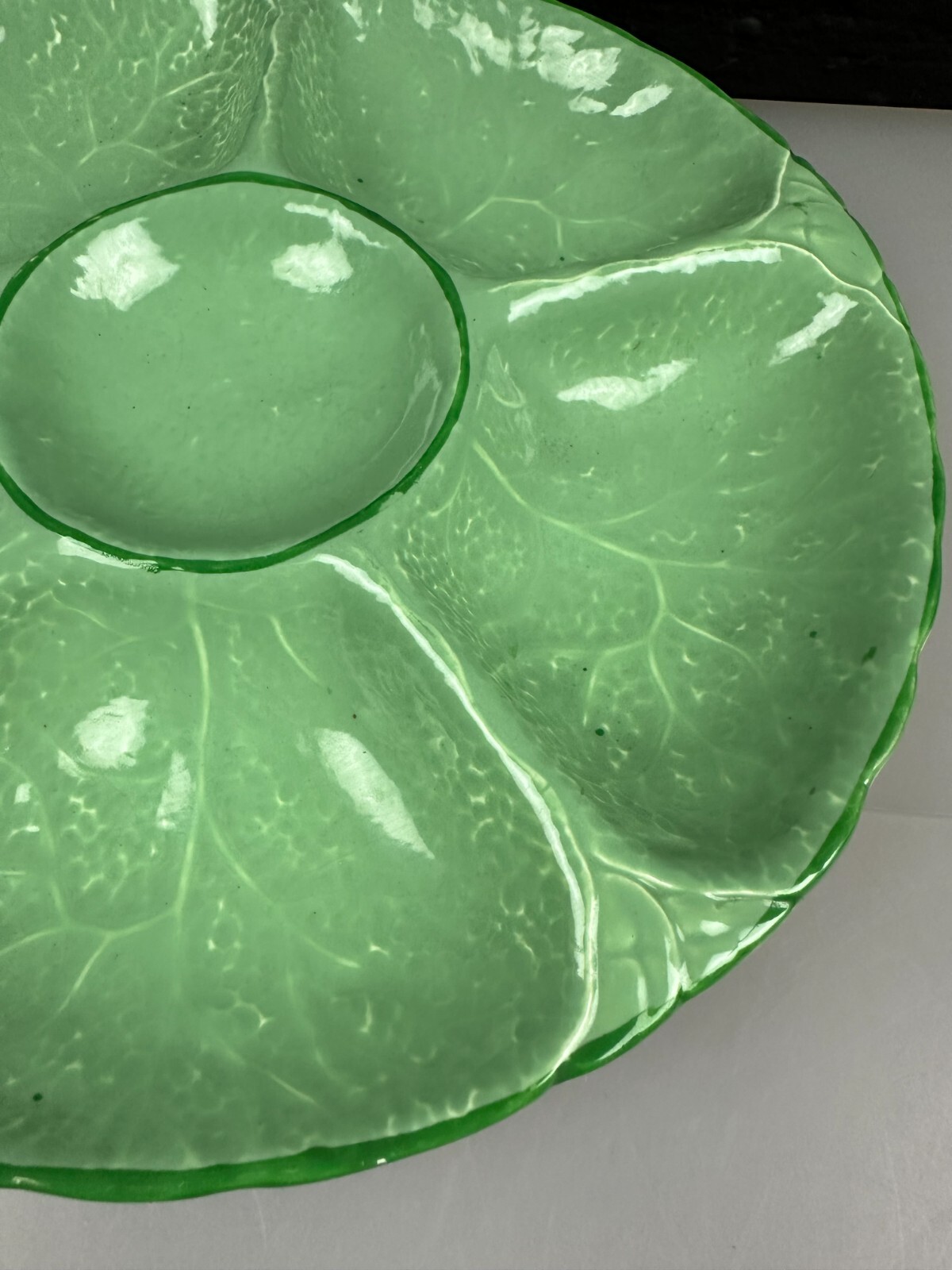 Mintons Green Cabbage Leaf Oyster Horderves Serving Dish Plate 27 cm Wide