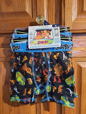 Boys Scooby-Doo, Size 4, Boxer Briefs, 4 Pack Multicolor Underwear, New