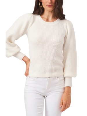 

1. Женский свитер с круглым вырезом и круглым вырезом цвета слоновой кости STATE, Цвет слоновой кости