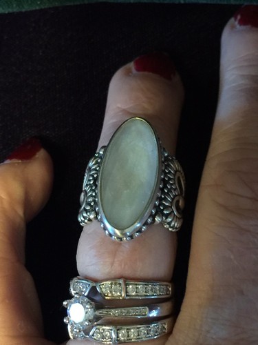 Carolyn Pollack Mother Of Pearl Doublet Sterling Heart Design Ring Size 7.5