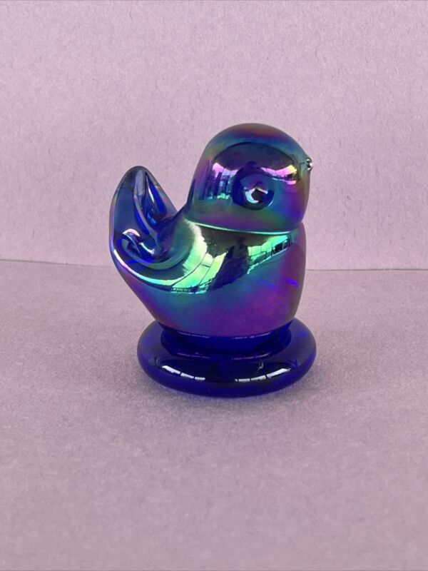 Leo Ward Carnival Glass Cobalt Blue Baby Bird of Happiness