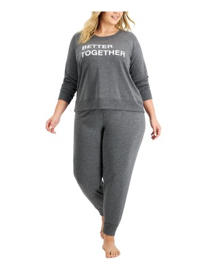 

FAMILY PJs Womens Better Together Серая футболка Топ Укороченные штаны Пижамы Plus, Серый