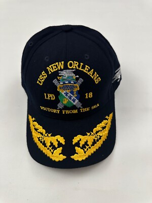 The Corps USS New Orleans LPD 18 Logo Blue Baseball Cap Hat One Size