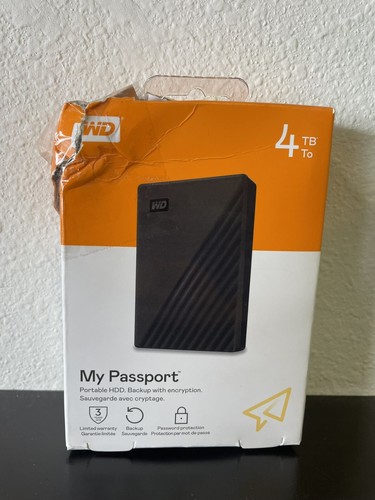 WD WDBPKJ0040BBK-WESN My Passport 4TB External Hard Drive Portable HDD