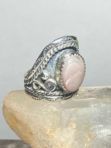 Mother of Pearl ring Cigar Band  pinky band sterling silver women