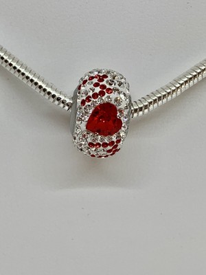 Silver Necklace (16''/18'') with ''Best Mom'' Crystal Passion Bead by Swarovski
