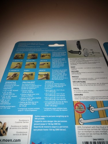 2 Moen Home Care Chrome Secure Grab Bar Mount Anchors Bathroom Safety SMA1005CH