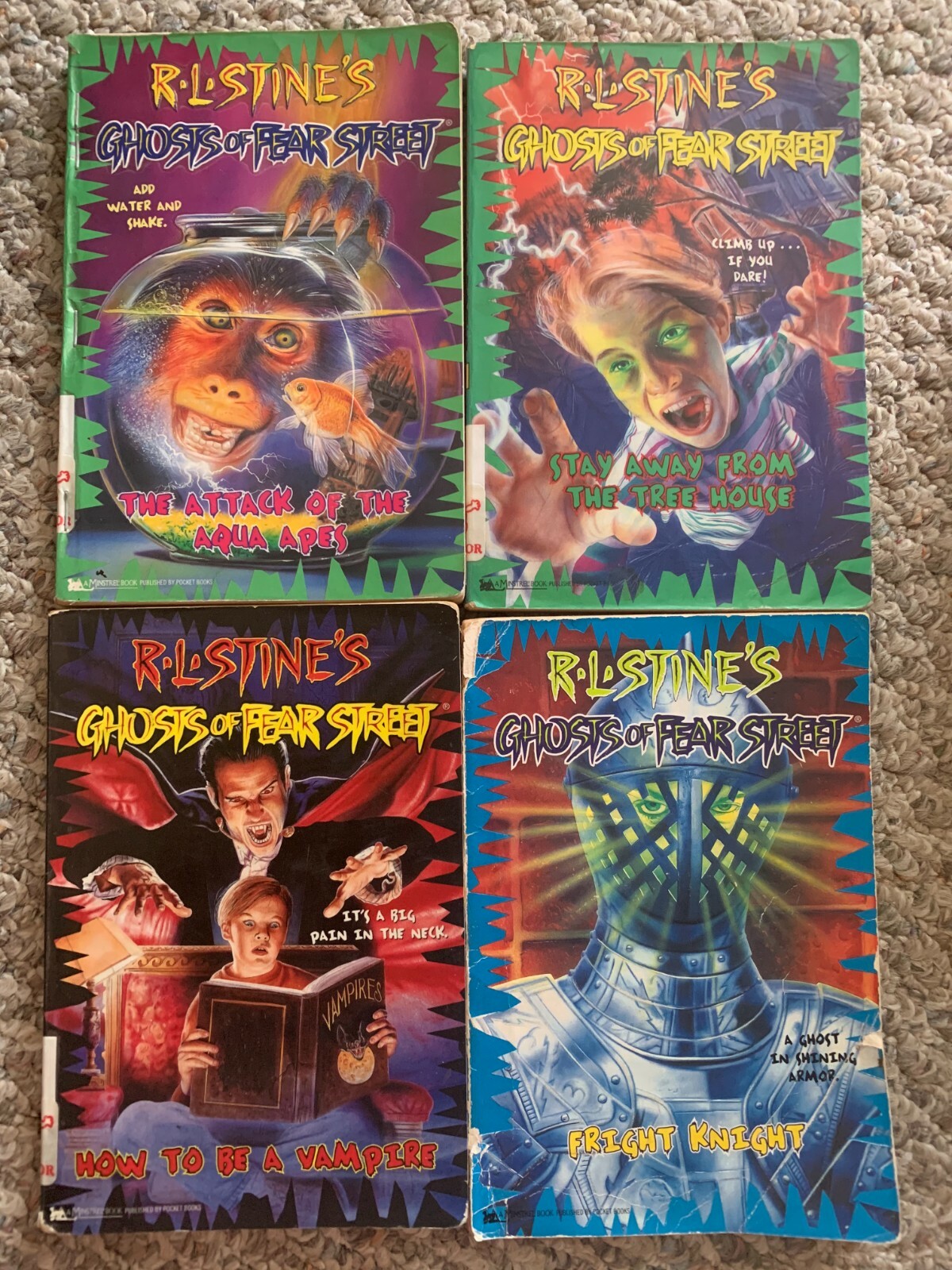 LOT OF 4 RL STINE BOOKS ~ GHOSTS OF FEAR STREET ~ AQUA APES