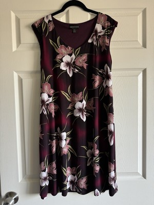 NWOT Connected Purple Pink Floral Flare A Line Sleeveless Dress Size 8