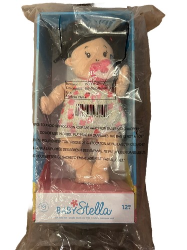 Manhatttan Toy Black Hair Baby Stella Doll With Pacifier 13 Inches Toddler Baby