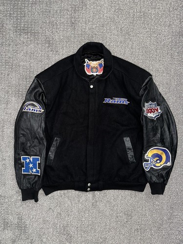 ジャケット・アウター Jeff Hamilton Rams Super Bowl 2000 Limited Edition History Of Super Bowl Collage Full Leather