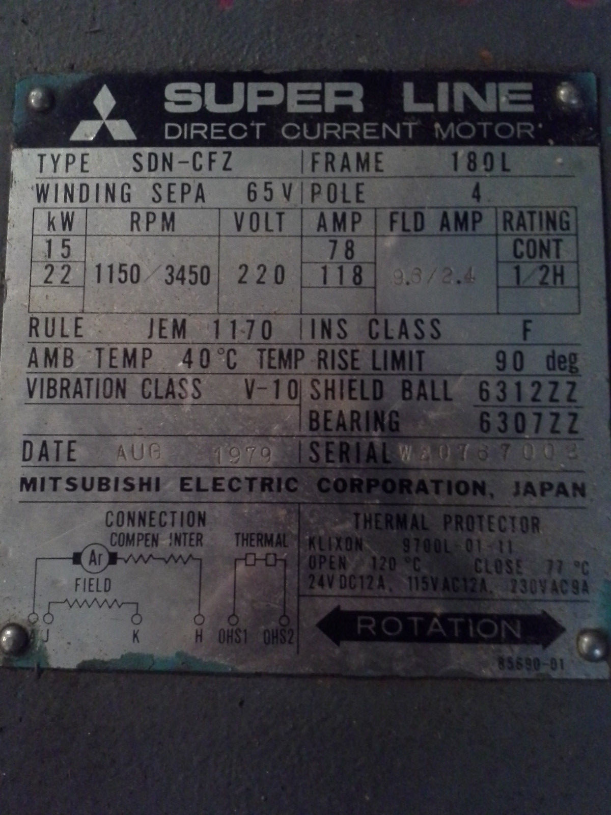 Superline DC Mazak Motor