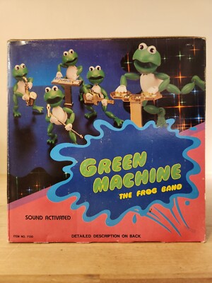 Vintage 1989 Green Machine FROG BAND Sound Activated Animated - NOS