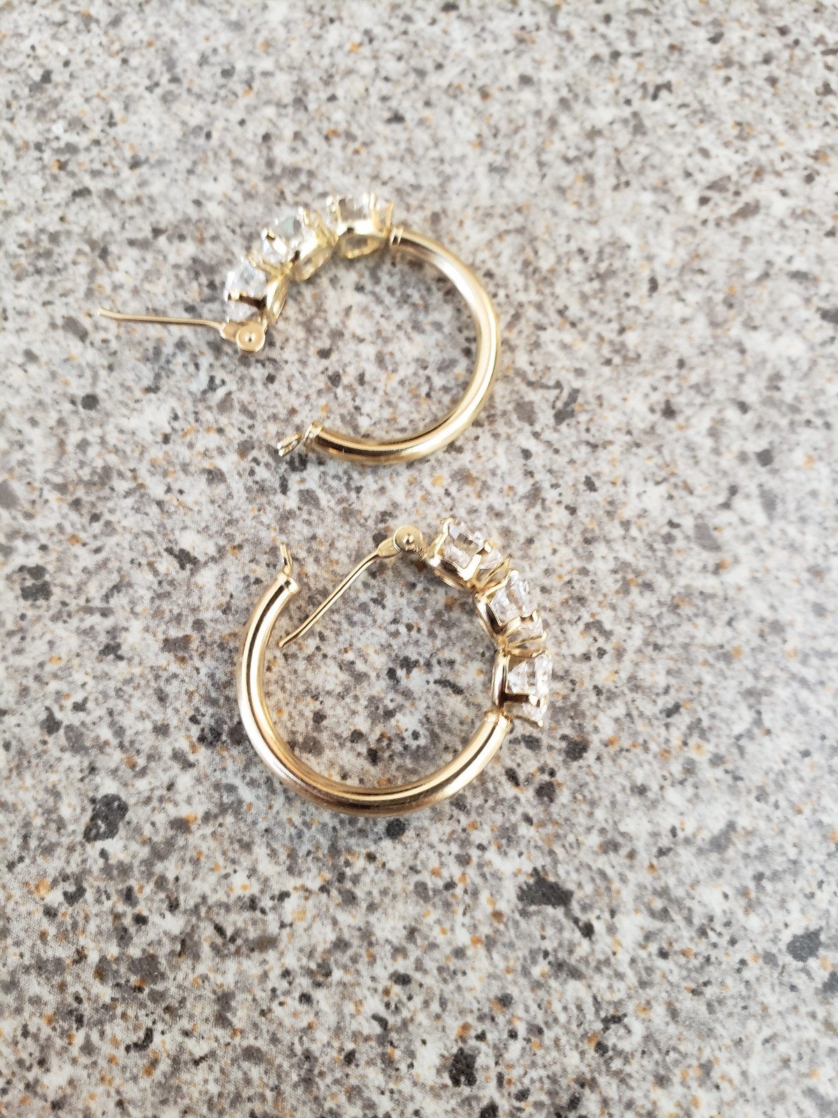 14K Yellow Gold Heart Cubic Zirconia JCM Jacmel Hoop Earrings.