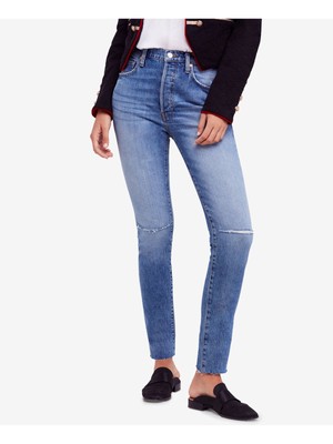

Женские синие джинсы скинни FREE PEOPLE, Синий, OB819545