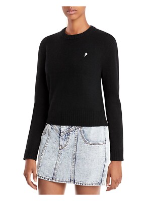 

AQUA CASHMERE Женский черный приталенный свитер с длинными рукавами и круглым вырезом с вышивкой