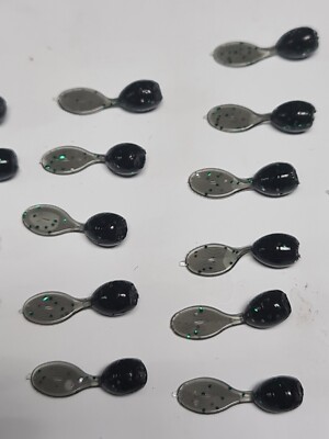 .75'' ice beaver tail soft plastic bait crappie / panfish ice fishing, color blac