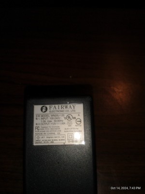Fairway Electronic Co Model WN10A -120 100-240V Output +12V 0.83A