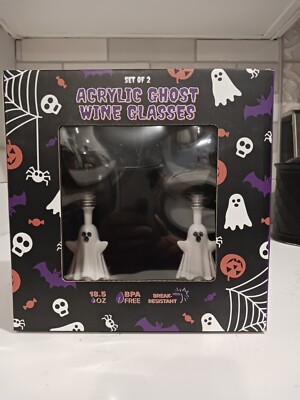 Wine Glass Set Halloween Ghost Stem Water Goblet Acrylic Wine Glass Set Of 2
