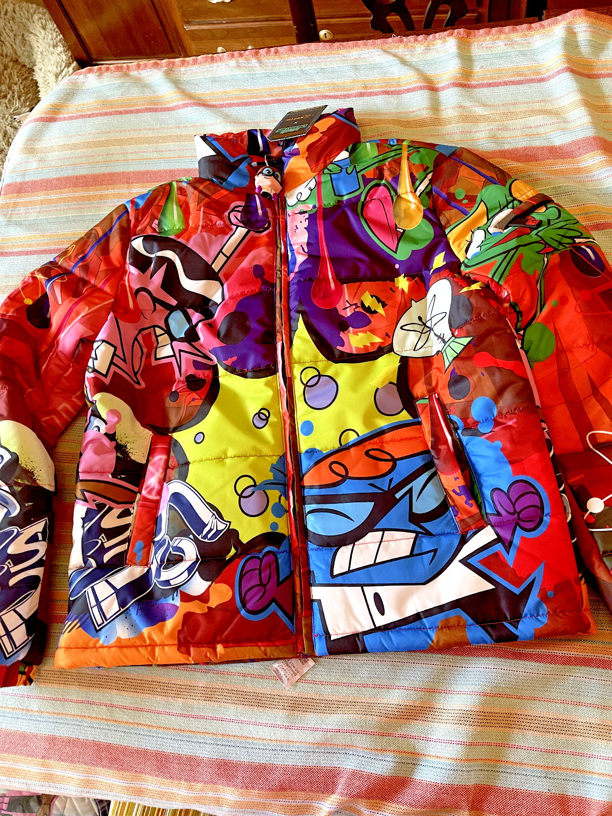 Pre-owned Cartoon Network 2x Xxl Dexters Laboratory Dekryptic Puffer Jacket Coat Mandark Dee Dee Mens In Multicolor