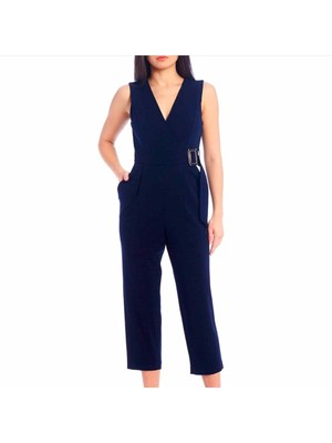 

Укороченный комбинезон CALVIN KLEIN Womens Navy Stretch с поясом и вырезом