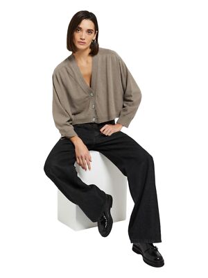 Pre-owned Ottod'ame Woman Cardigan Manica Lunga Light Beige 18798