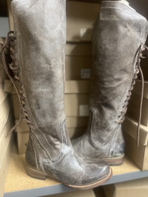 Freebird By Steven 'Stag' Size 6 Taupe Ice Leather Distressed  Boots $395