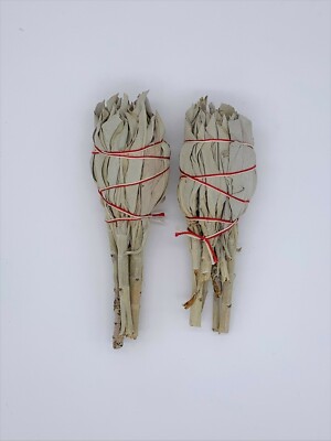 2X Torch Style California White Sage Smudge Sticks 4'' long - Negativity Removal