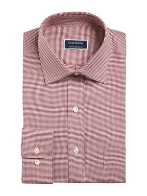 

CLUBROOM Мужская красная классическая хлопковая классическая рубашка с узором «гусиные лапки», Красный, 100031155MN