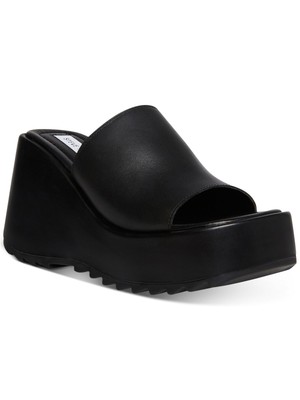 

STEVE MADDEN Женские черные босоножки без шнуровки на каблуке Pepe на танкетке 1-1/2 дюйма на платформе 7 м, Черный, PEPE30