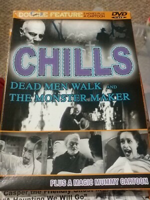 CHILLS Double Feature DVD-Dead Men Walk/Monster Maker +Magic Mummy cartoon-new
