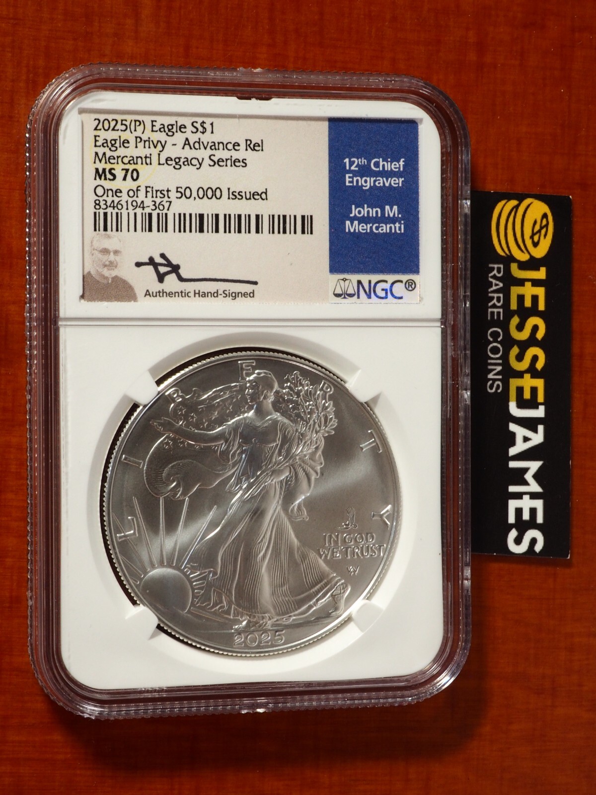 2025 (P) SILVER EAGLE NGC MS70 PRIVY MARK ADVANCE RELEASES