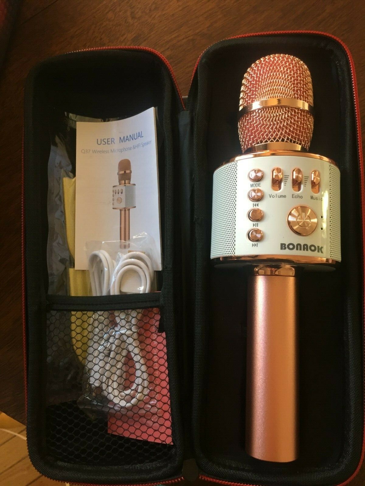 BONAOK Q37 Wireless Bluetooth Karaoke Microphone Portable ROSE GOLD NEW in BOX