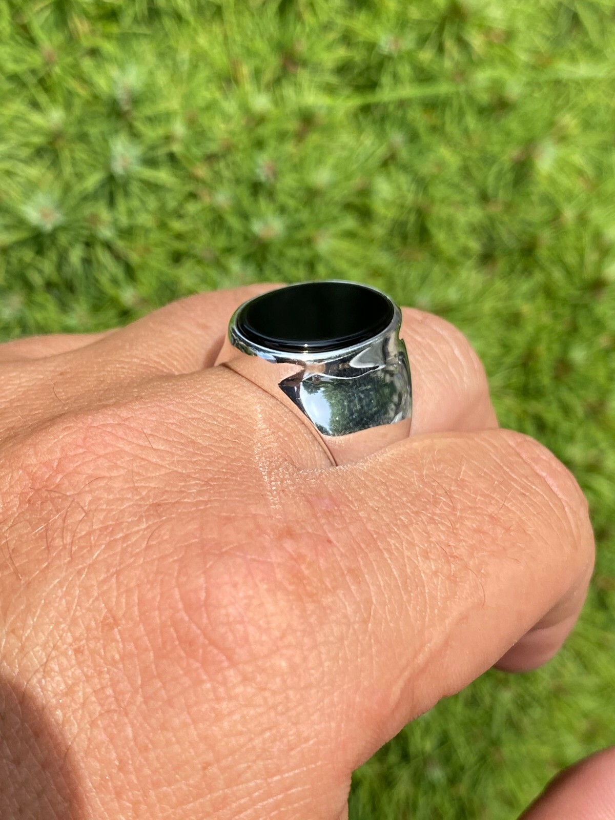 Men's Solid 925 Sterling Silver Real Black Onyx Ring Sz 713