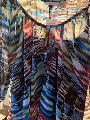 Halo Boho Duel Layer Womens Top Size Medium Shark Bite Blue Tank Multicolor