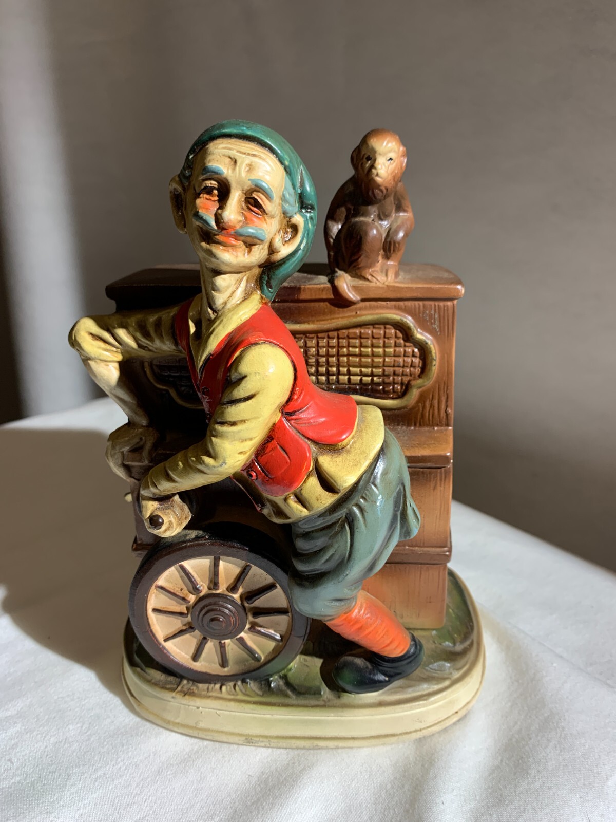 オルゴール murayama MUSIC BOX VINTAGE W/ ORGAN GRINDER, MAN & MONKEY Very