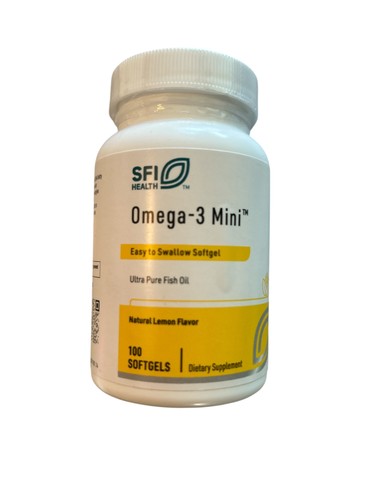 Klaire Lab SFI OMEGA 3 MINI Lemon Softgel Ultra Pure Fish Oil 100 Cap. exp 11/27