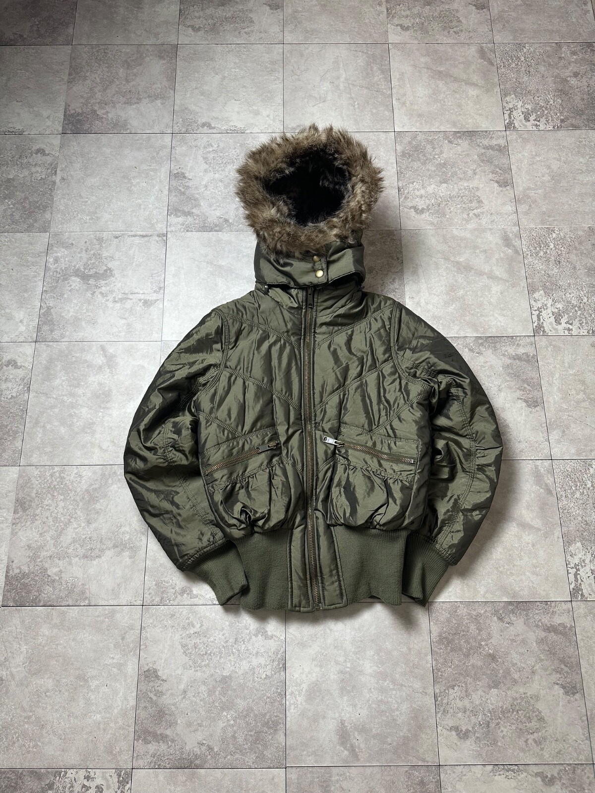 Vintage Bomber LGB If Six Was Nine Style Faux Fur Zip