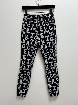new Ksubi womens denim jean small s 26 8 hi n wasted black alphabet print colab