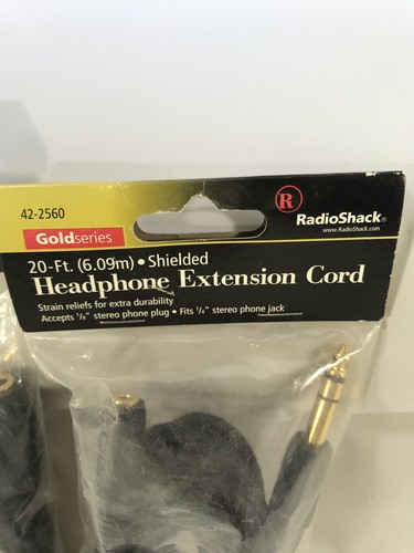 NEW Radio Shack Headphone Extension Cord 20 ft 1/4