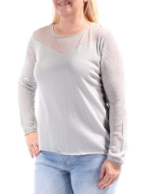 

TAHARI Женский серый топ с длинным рукавом и иллюзионным вырезом Размер