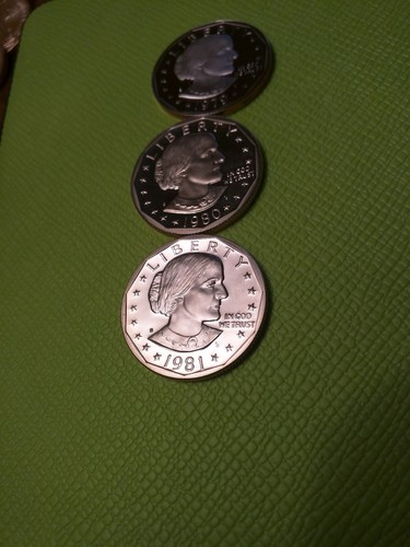 1979,80,81 SUSAN B. ANTHONY CAMEO PROOF San Fran Mint BEAUTIFUL SERIES OF COINS.