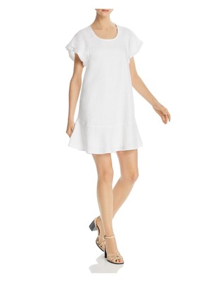 

JOIE Женское белое мини-платье с короткими рукавами и круглым вырезом, Белый